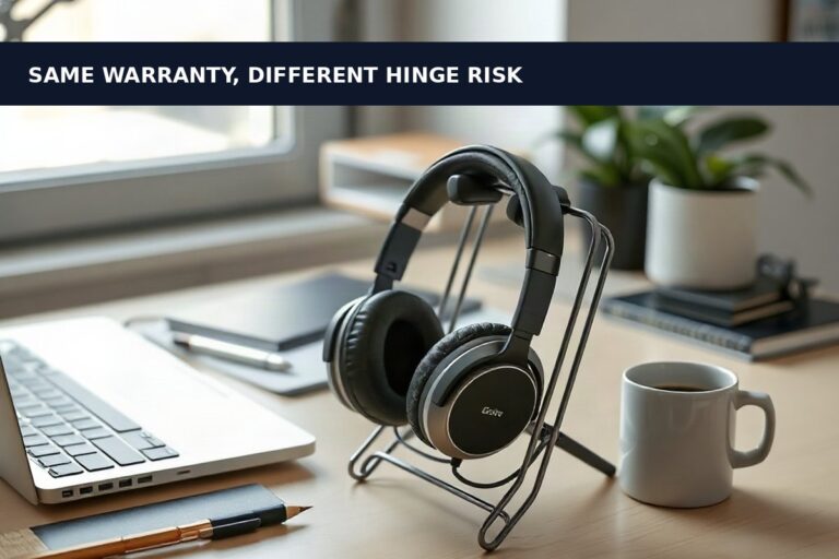Bose QuietComfort Ultra vs Sony WH-1000XM5: over-ear headphones resting on a desk stand beside a laptop in soft daylight